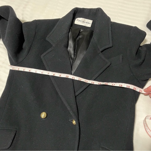 Vintage Union Made JH Collectibles Wool Long Trench Coat Black sz Medium / Large - Picture 11 of 14